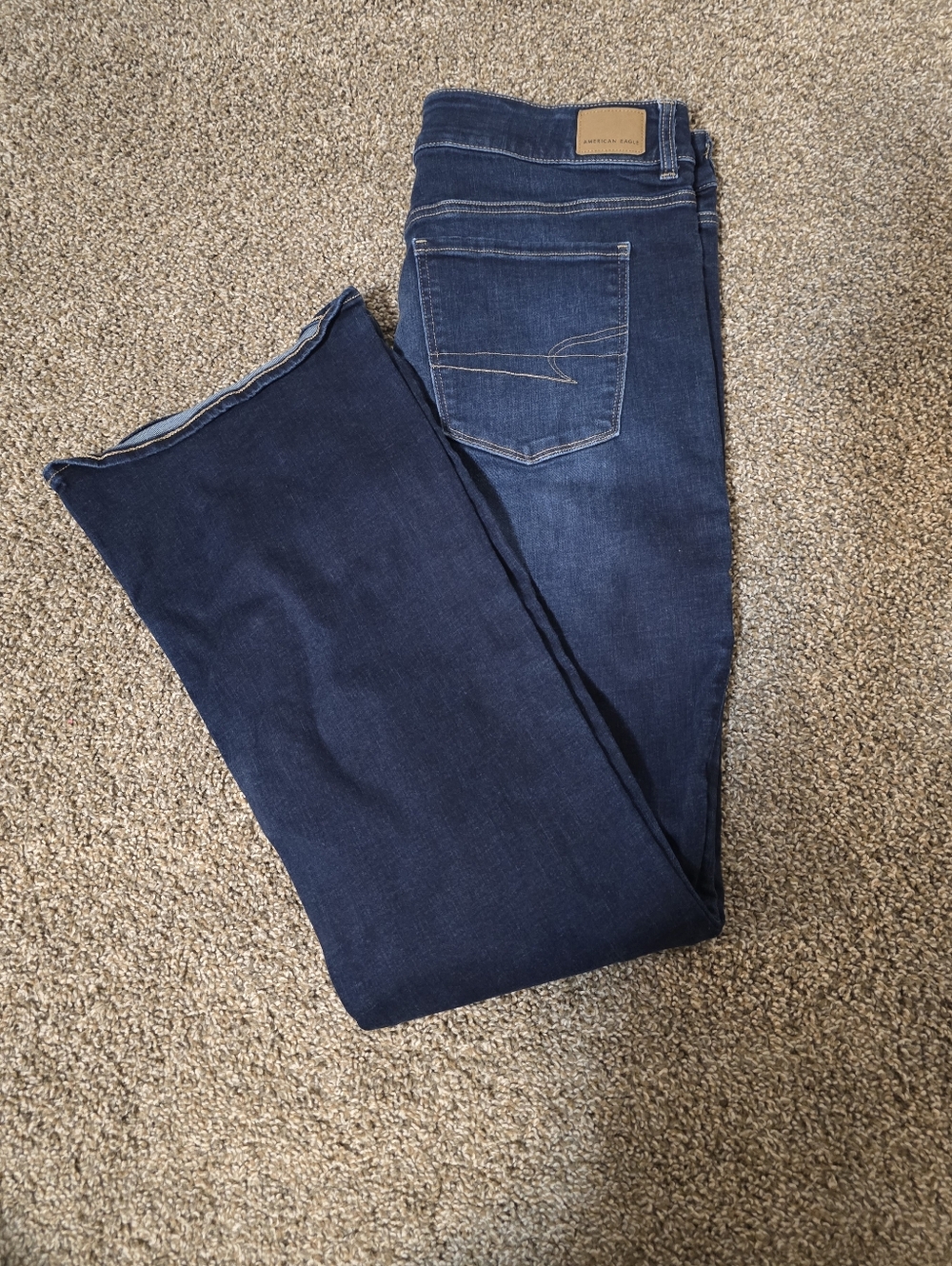 America Eagle Hi-rise Artist Flare Dark Indigo Jeans 18 Long - Picture 2 of 5